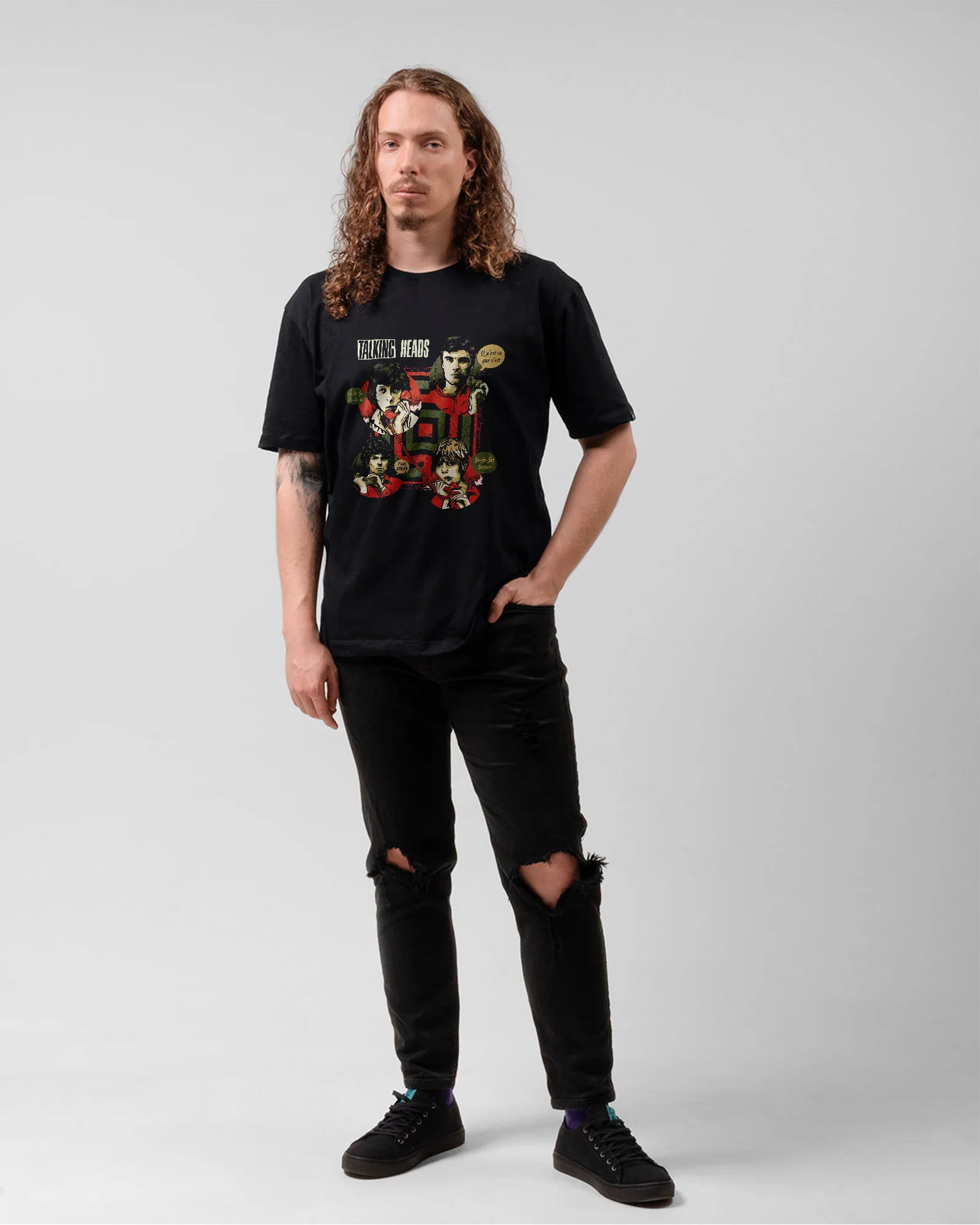 Camiseta Preta Talking Heads Telefone Vintage - Image 5